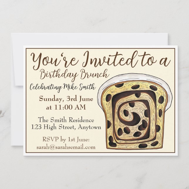 Cinnamon Raisin Brot Loaf Brunch Frühstück Toast Einladung (Vorderseite)