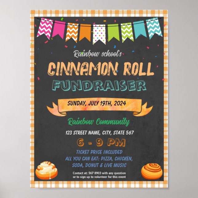Cinnamon Roll Fundraiser Schulevent Template Poster (Vorne)