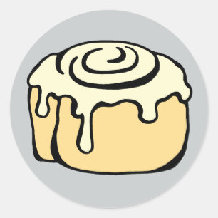 Cinnamon Roll Honey Bun Cartoon Design Grau Runder Aufkleber