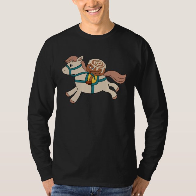 Cinnamon Roll is Horseriding Ironic Horse Illustra T-Shirt (Vorderseite)