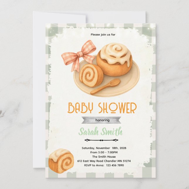 Cinnamon Roll party theme invitation Einladung (Vorderseite)