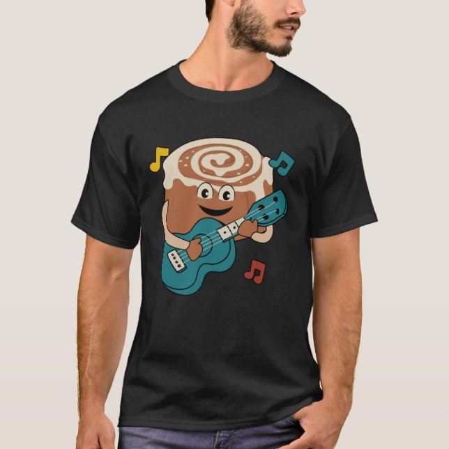 Cinnamon Roll Ukulele Player Musician Clef T-Shirt (Vorderseite)