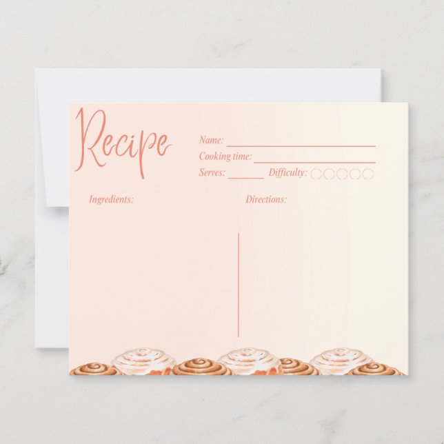 Cinnamon Roll Watercolor Recipe Card (Vorderseite)