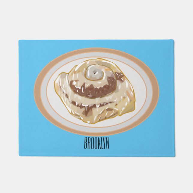 Cinnamon Rolle Cartoon Illustration Fußmatte (Vorderseite)