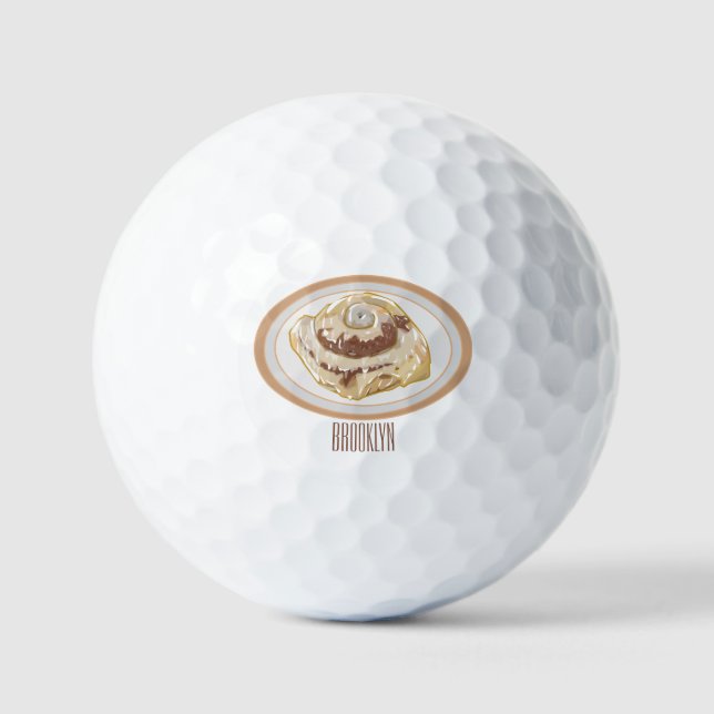 Cinnamon Rolle Cartoon Illustration Golfball (Vorderseite)