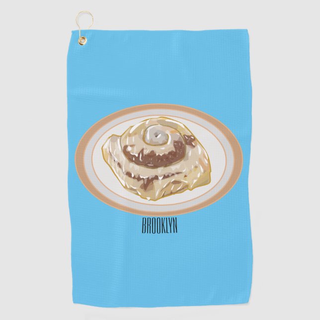 Cinnamon Rolle Cartoon Illustration Golfhandtuch (Vorderseite)
