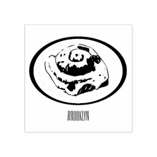 Cinnamon Rolle Cartoon Illustration Gummistempel