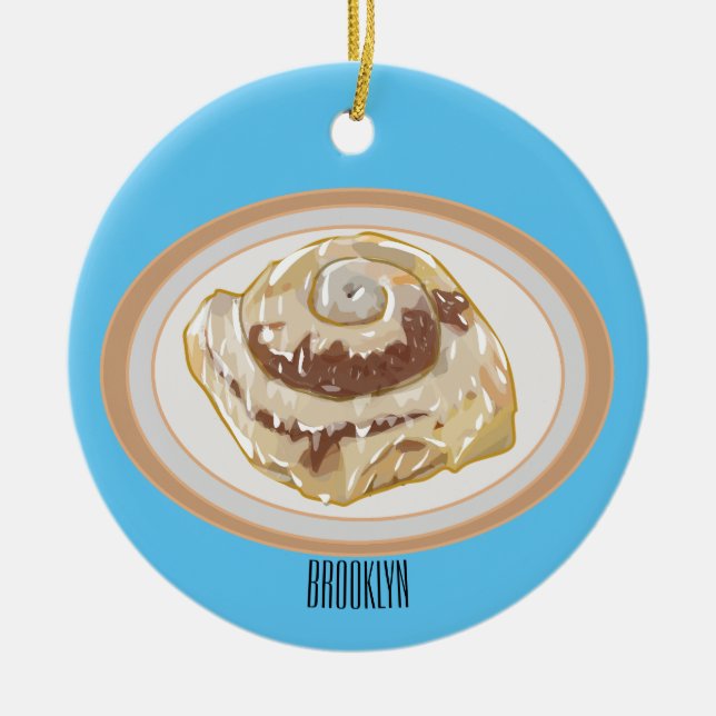 Cinnamon Rolle Cartoon Illustration Keramik Ornament (Vorne)
