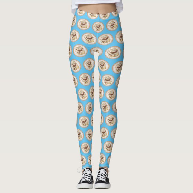 Cinnamon Rolle Cartoon Illustration Leggings (Vorderseite)