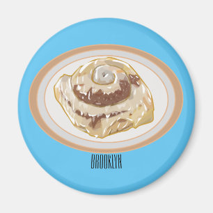 Cinnamon Rolle Cartoon Illustration Magnet