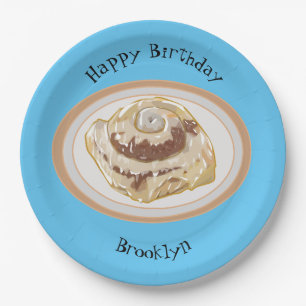 Cinnamon Rolle Cartoon Illustration Pappteller