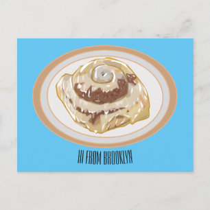 Cinnamon Rolle Cartoon Illustration Postkarte