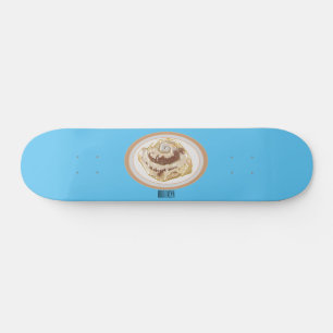 Cinnamon Rolle Cartoon Illustration Skateboard