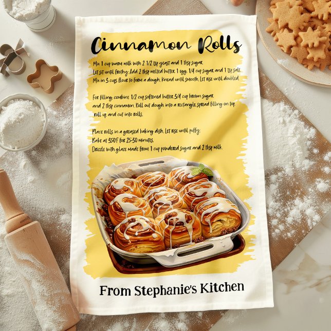 Cinnamon Rolls Recipe Personalisiert Geschirrtuch (Von Creator hochgeladen)