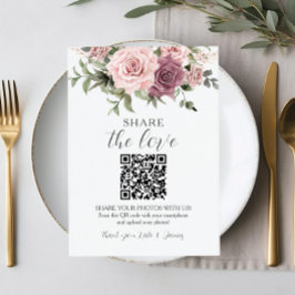 Cinnamon Rose Blush Floral QR Share Fotos Hochzeit Dankeskarte