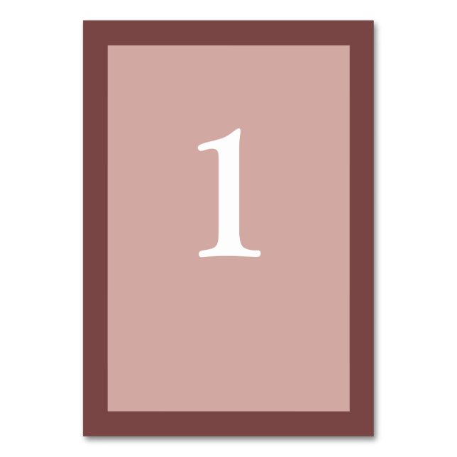 Cinnamon Rose Gerahmte Hochzeitkarte Tischnummer (Vorderseite)