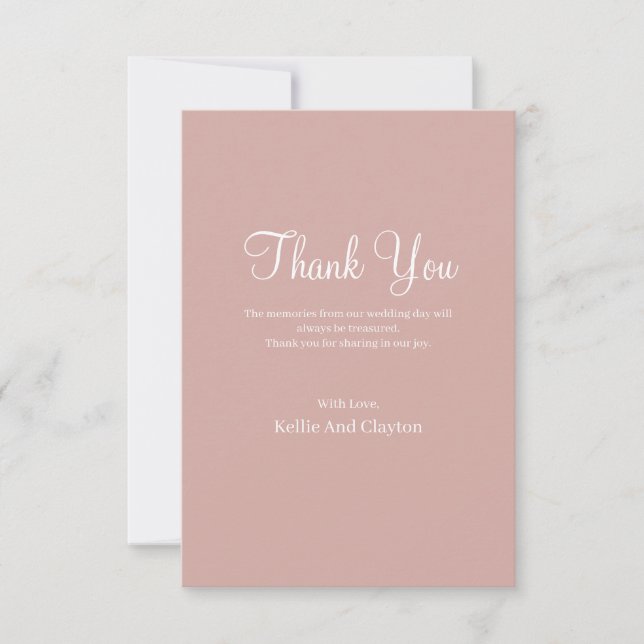 Cinnamon Rose Moderne Minimalistische Hochzeit Vie Dankeskarte (Vorderseite)