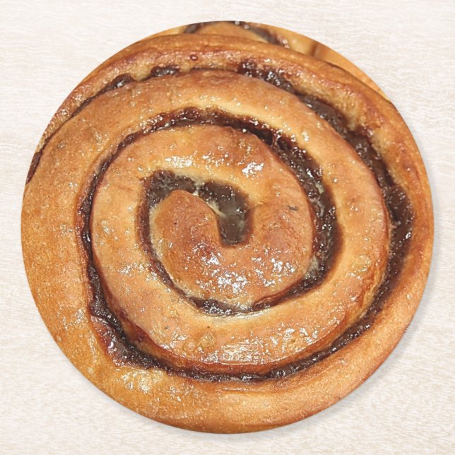 Cinnamon Snail Pastry Quirky Runder Pappuntersetzer (Vorderseite)