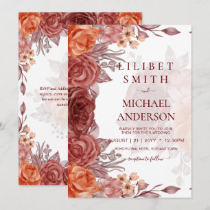 Cinnamon Terracotta FALL Floral Botanische WEDD Einladung