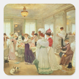 Cinq Heures chez le Couturier Paquin, 1906 Quadratischer Aufkleber