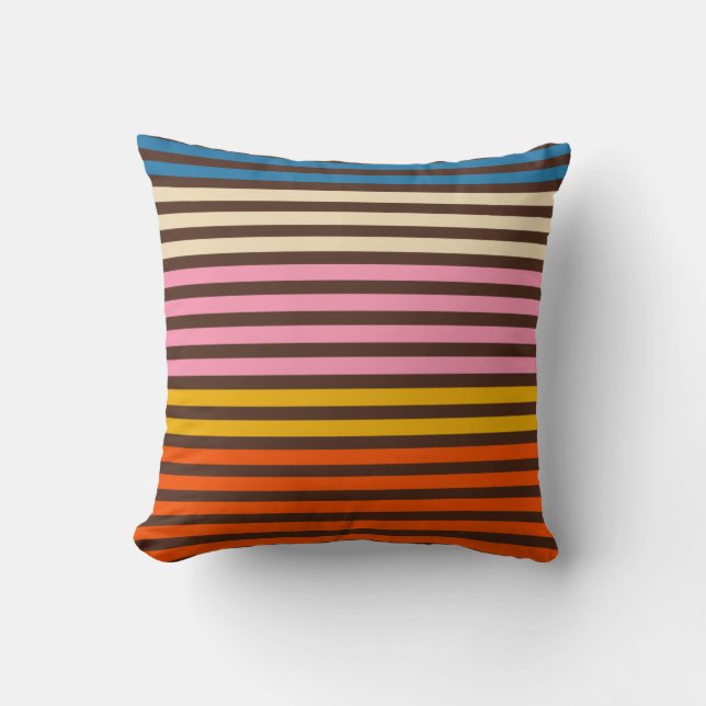 Cinq Stripe Retro Modernes Streifenmuster Kissen (Vorderseite)