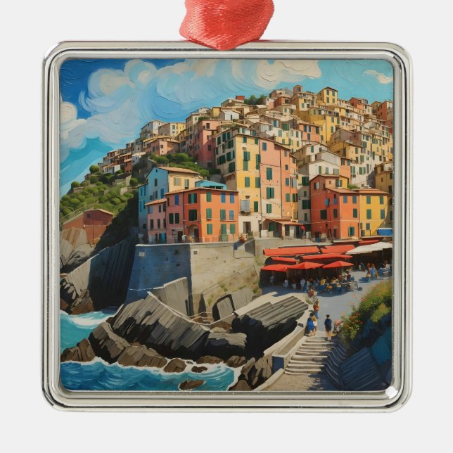 Cinque Terre Art Ornament Aus Metall (Vorne)