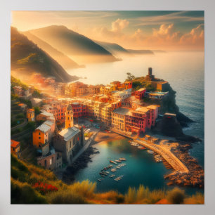 Cinque Terre Beach Italien Vintag Europa Reisen Poster
