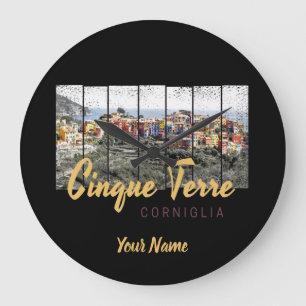 Cinque Terre Corniglia Riomaggiore Italian vintage Große Wanduhr