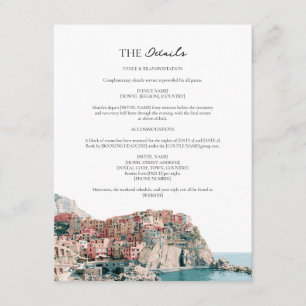 Cinque Terre Hochzeitsdetails Dorf am Klippenrand Begleitkarte