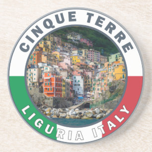 Cinque Terre Italien Aquarell Vintage Kreis  Getränkeuntersetzer