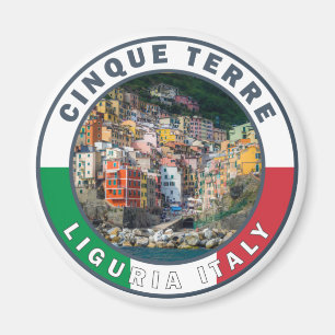 Cinque Terre Italien Aquarell Vintage Kreis Magnet