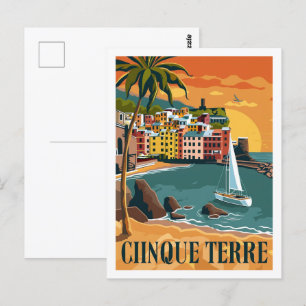 Cinque Terre Italien Berühmter Vintage-Reiseort Postkarte