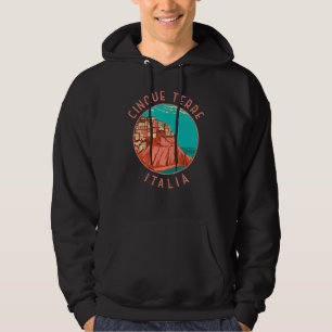 Cinque Terre Italien Distressed Circle Vintag Hoodie