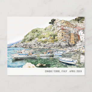 Cinque Terre, Italien Meer Aquarell Italienische R Postkarte