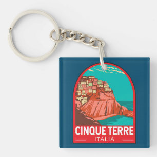 Cinque Terre Italien Reise Kunst Vintage Schlüsselanhänger