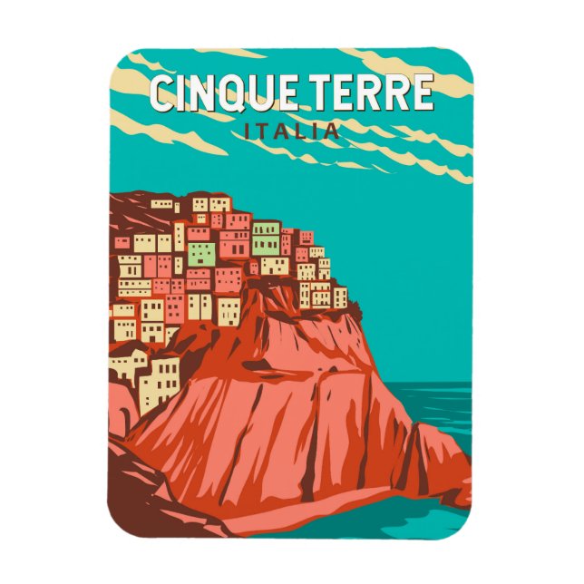 Cinque Terre Italien Reisen Vintag Magnet (Vertikal)
