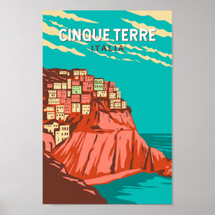 Cinque Terre Italien Reisen Vintag Poster