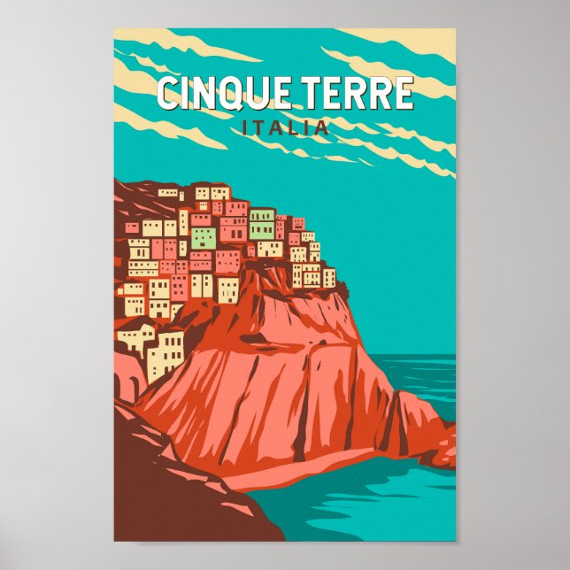 Cinque Terre Italien Reisen Vintag Poster (Vorne)