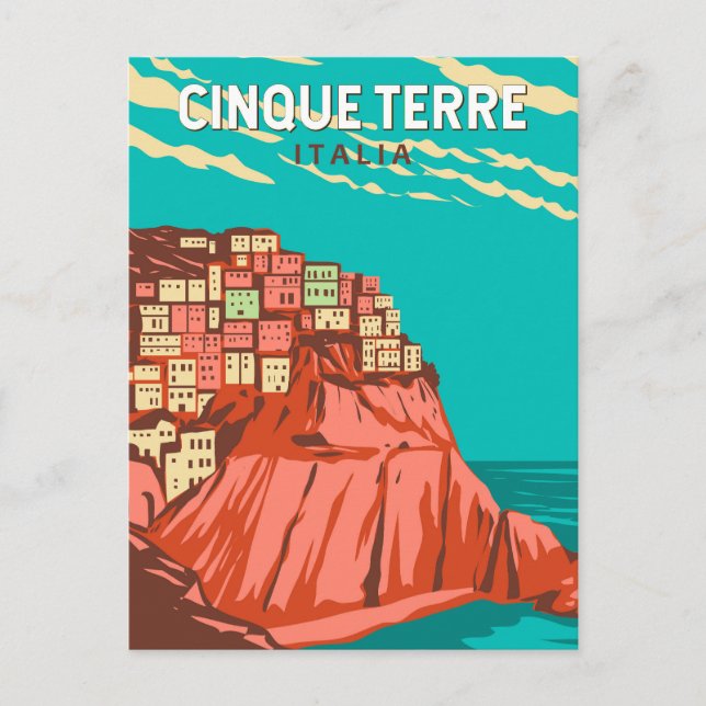 Cinque Terre Italien Reisen Vintag Postkarte (Vorderseite)