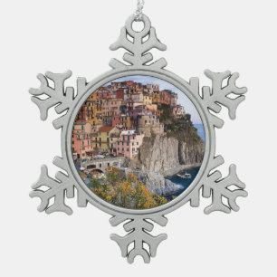 Cinque Terre, Italien Schneeflocken Zinn-Ornament