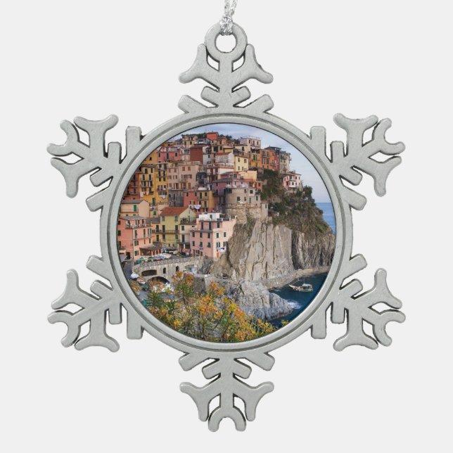 Cinque Terre, Italien Schneeflocken Zinn-Ornament (Vorderseite)
