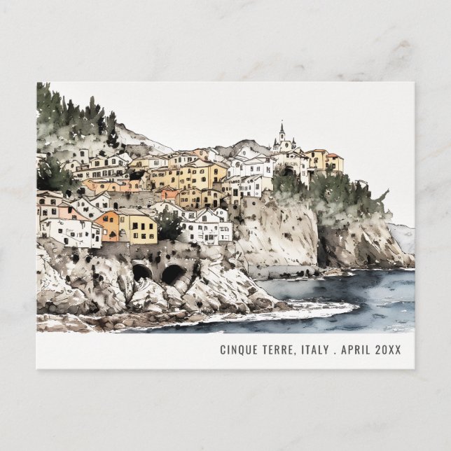 Cinque Terre, Italien Sea Watercolor Italienische  Postkarte (Vorderseite)