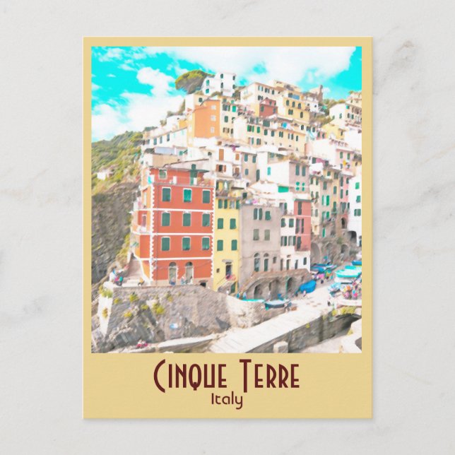 Cinque Terre, Italien Vintag Postkarte (Vorderseite)