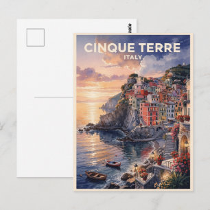 Cinque Terre Italien Vintage Reise Postkarte
