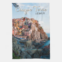 Cinque Terre Italien Wasserfarben Vintag