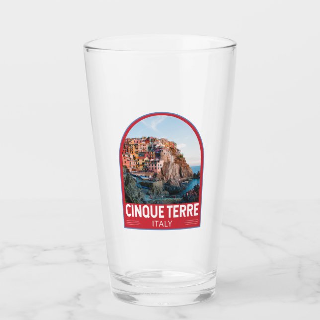 Cinque Terre Italien Wasserfarben Vintag Glas (Vorderseite)