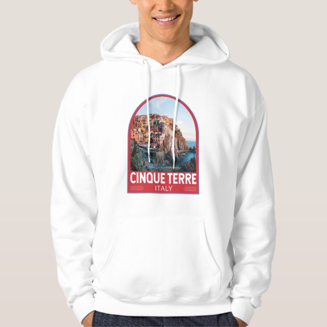 Cinque Terre Italien Wasserfarben Vintag Hoodie (Vorderseite)