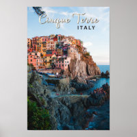 Cinque Terre Italien Wasserfarben Vintag