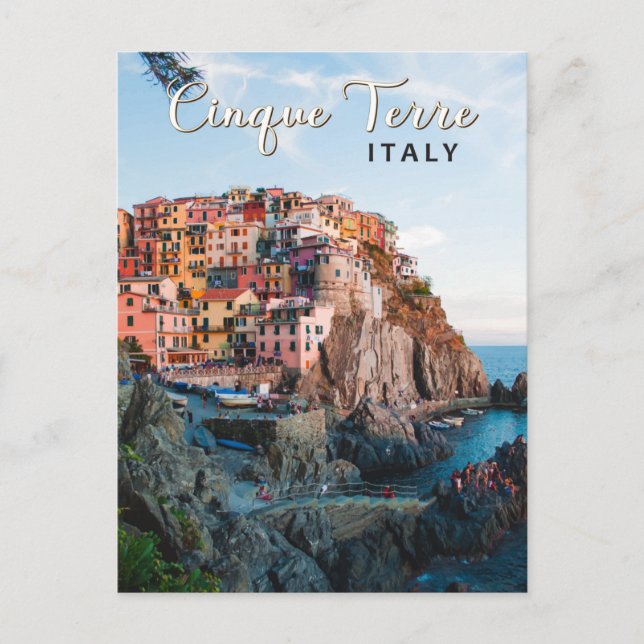 Cinque Terre Italien Wasserfarben Vintag Postkarte (Vorderseite)