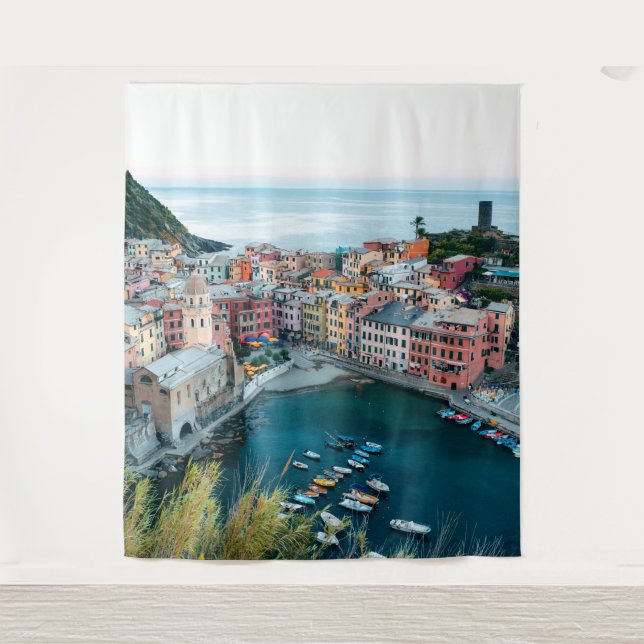 Cinque Terre Italy Scene | Wandgemälde Wandteppich (Vorderseite)